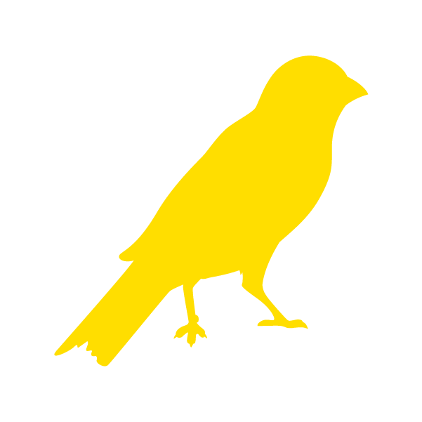 Yellow silhouette of a standing bird